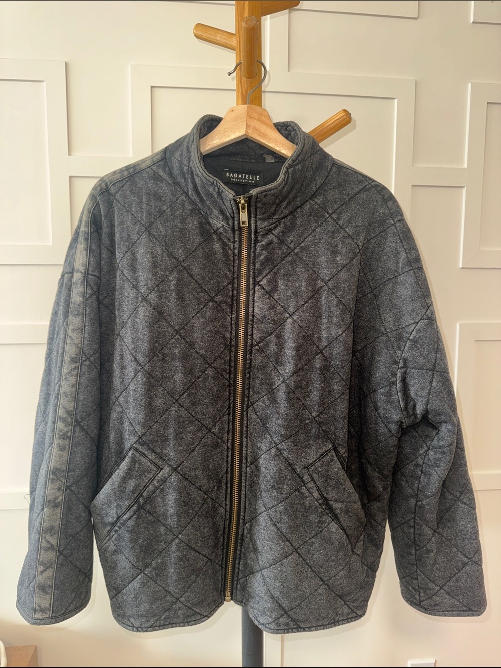 bagatelle Quilted Zip Jacket in Charcoal